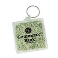 USA Made, Square Shaped Key Tag filled with Shredded Genuine US Currency